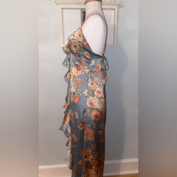 Blue Floral High-Low Formal Dress - Picture 3 of 5